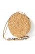 Ata round bag flower pattern with rattan strap